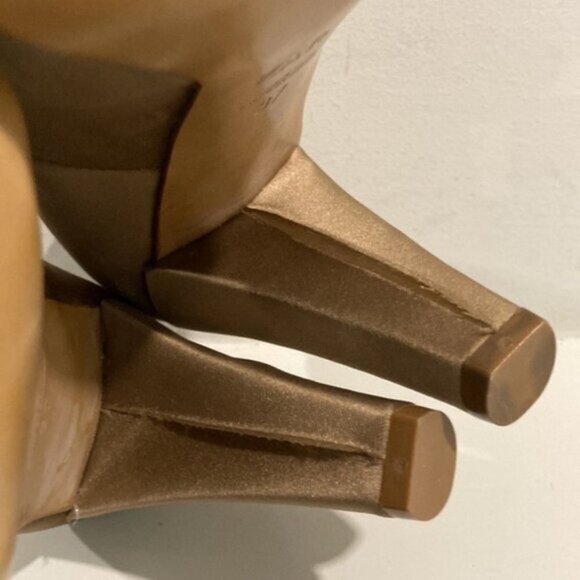 Zara Tan Satin Pumps Block Heels 37 - Picture 14 of 14